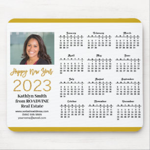 Tapis De Souris Calendrier Business Gold Script Photo Simple 2023