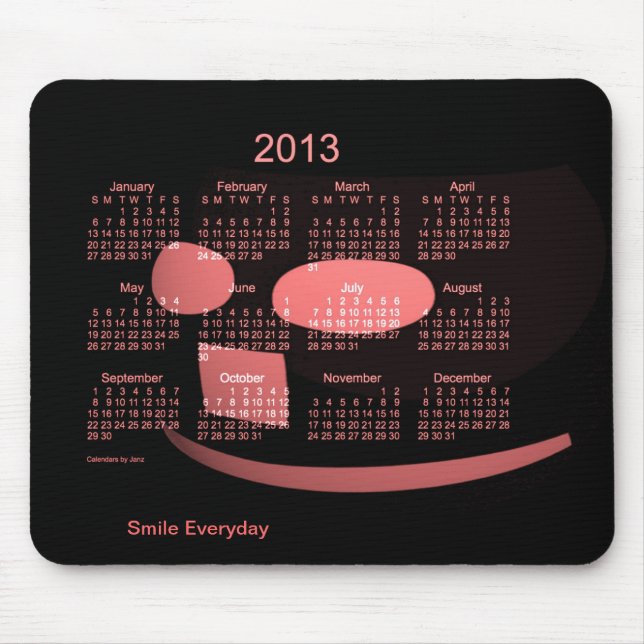 Tapis De Souris Calendrier de 2013 sourires (Devant)