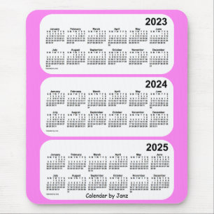 Tapis De Souris Calendrier de 3 ans Violet 2023-2025 par Janz