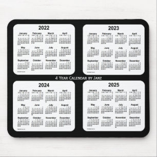 Tapis De Souris Calendrier de 4 ans 2022-2025 noir et blanc par Ja