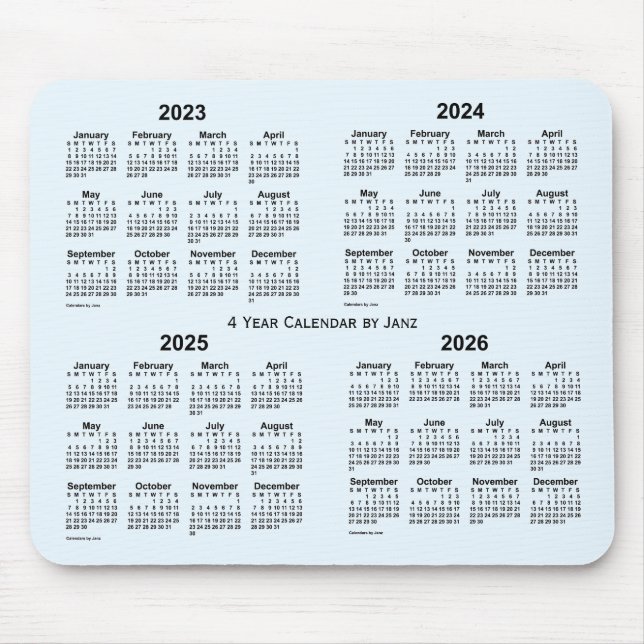 Tapis De Souris Calendrier de 4 ans Alice Blue 2023-2026 par Janz (Devant)