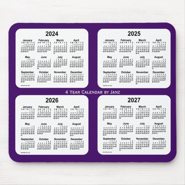 Tapis De Souris Calendrier de 4 ans pourpre 2024-2027 par Janz (Devant)