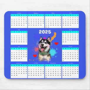 Tapis De Souris Calendrier de Chien Sibérie Husky Cute Personnalis
