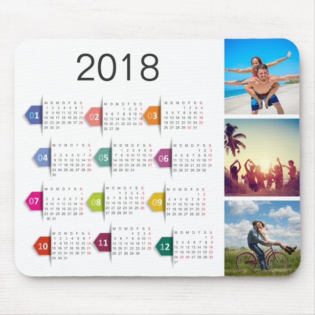 Tapis De Souris Calendrier de collage photo personnalisé (Devant)
