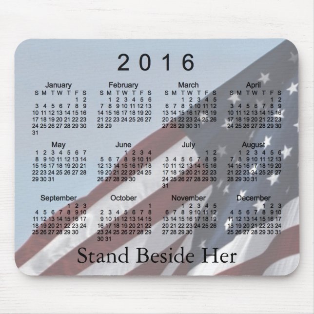Tapis De Souris Calendrier de drapeau des Etats-Unis 2016 par Janz (Devant)