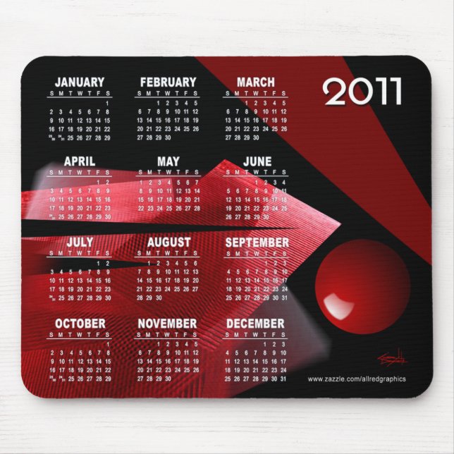 Tapis De Souris Calendrier de l'abrégé sur 2011 équilibre (Devant)
