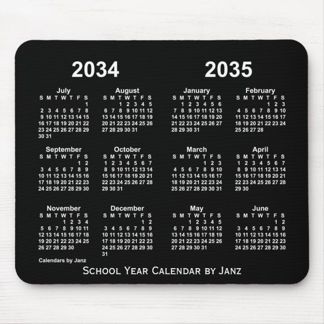 Tapis De Souris Calendrier de l'année scolaire 2034-2035 de Neon p (Devant)
