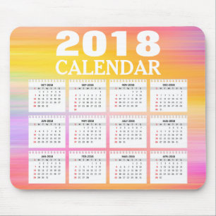 Tapis De Souris Calendrier de l'aquarelle 2018 Mousepad