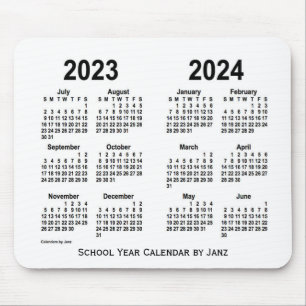 Tapis De Souris Calendrier de l'école blanche 2023-2024 par Janz