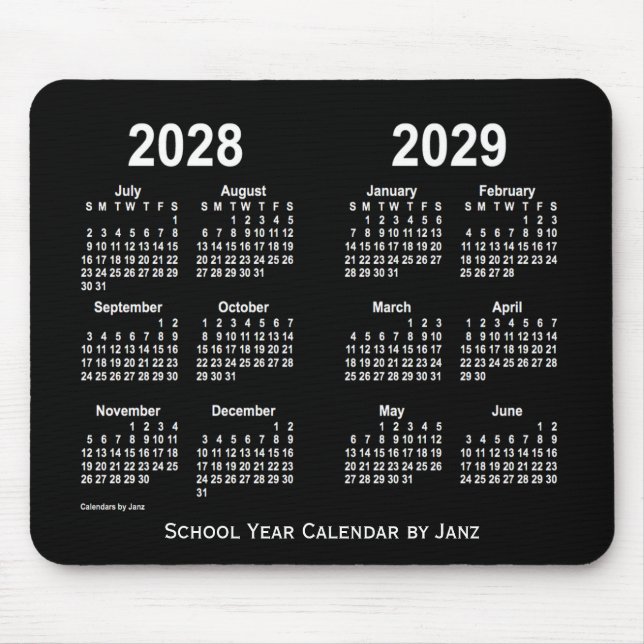 Tapis De Souris Calendrier de l'école Neon White 2028-2029 par Jan (Devant)