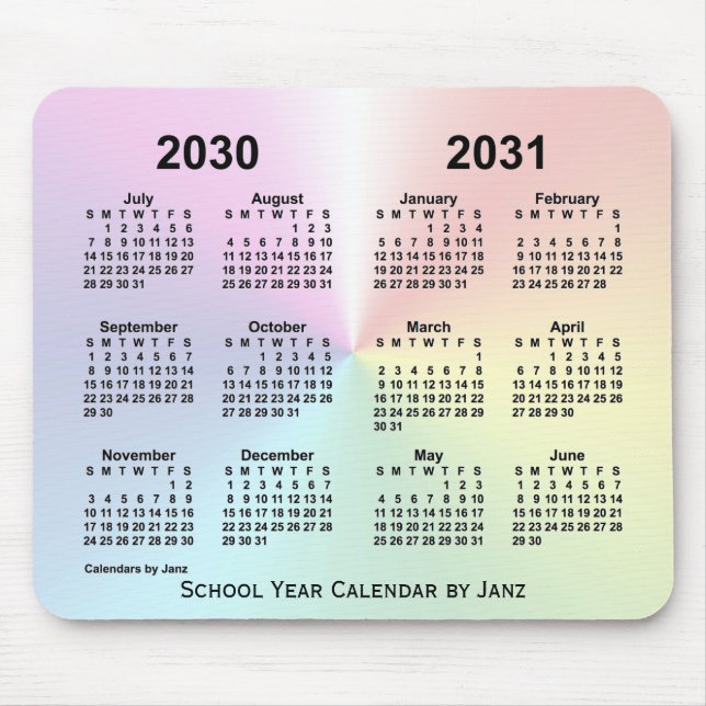 Tapis De Souris Calendrier de l'école Rainbow Cloud 2030-2031 par  (Devant)