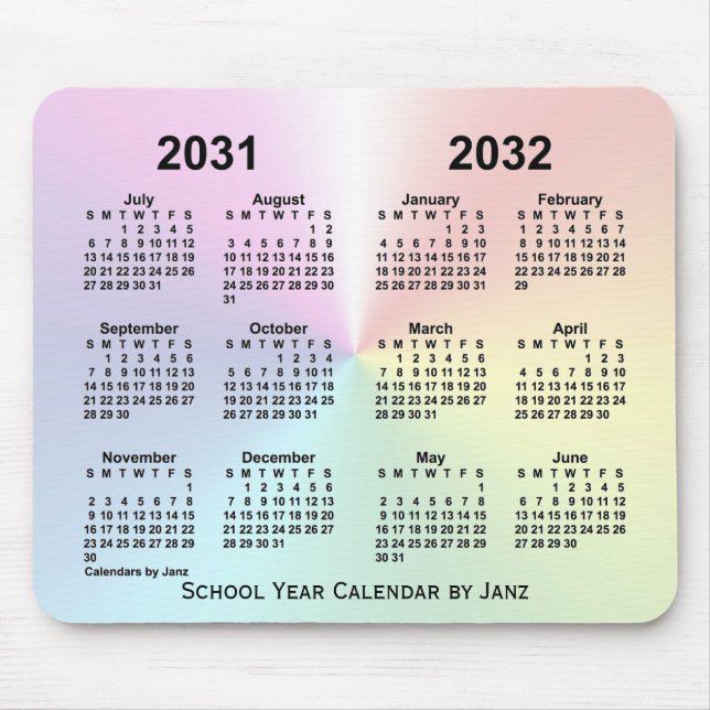 Tapis De Souris Calendrier de l'école Rainbow Cloud 2031-2032 par  (Devant)