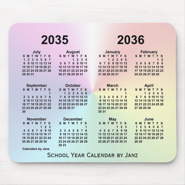 Tapis De Souris Calendrier de l'école Rainbow Cloud 2035-2036 par  (Devant)