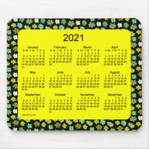 Tapis De Souris Calendrier de l'énergie des fleurs jaunes 2021 pa