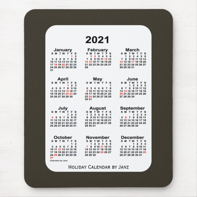 Tapis De Souris Calendrier de vacances 2021 Sepia Blue par Janz (Devant)