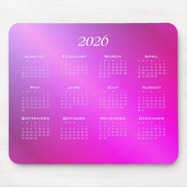 Tapis De Souris Calendrier dégradé rose bleu ombre (Devant)