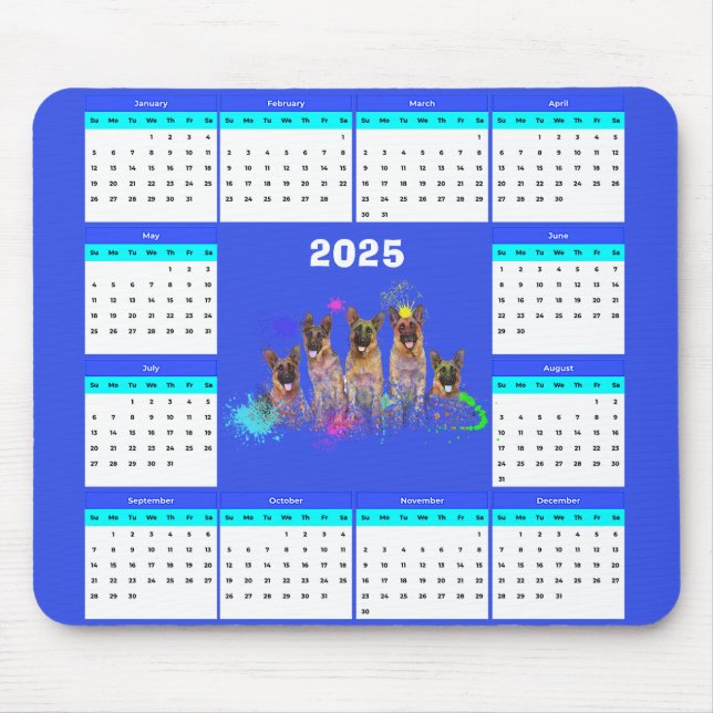 Tapis De Souris Calendrier des chiens bergers allemands mignons pe (Devant)