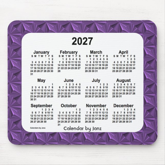 Tapis De Souris Calendrier des diamants pourpres 2027 par Janz Mou (Devant)