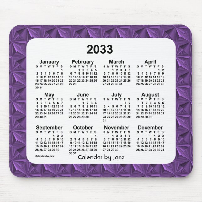 Tapis De Souris Calendrier des diamants pourpres 2033 par Janz (Devant)