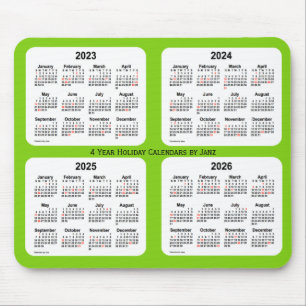 Tapis De Souris Calendrier des fêtes 2023-2026 par Janz Jaune Vert