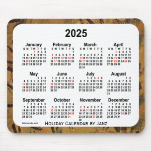 Tapis De Souris Calendrier des fêtes 2025 Orange par Janz Mouse Pa