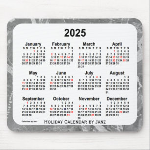 Tapis De Souris Calendrier des fêtes d'argent 2025 par Janz Mouse