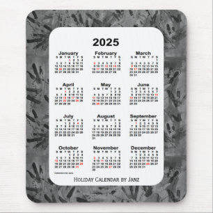 Tapis De Souris Calendrier des fêtes d'art noir 2025 par Janz
