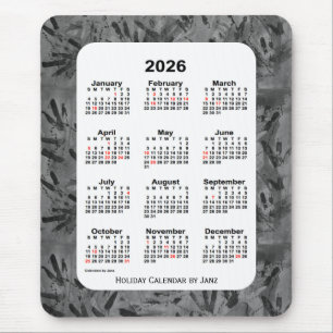 Tapis De Souris Calendrier des fêtes d'art noir 2026 par Janz