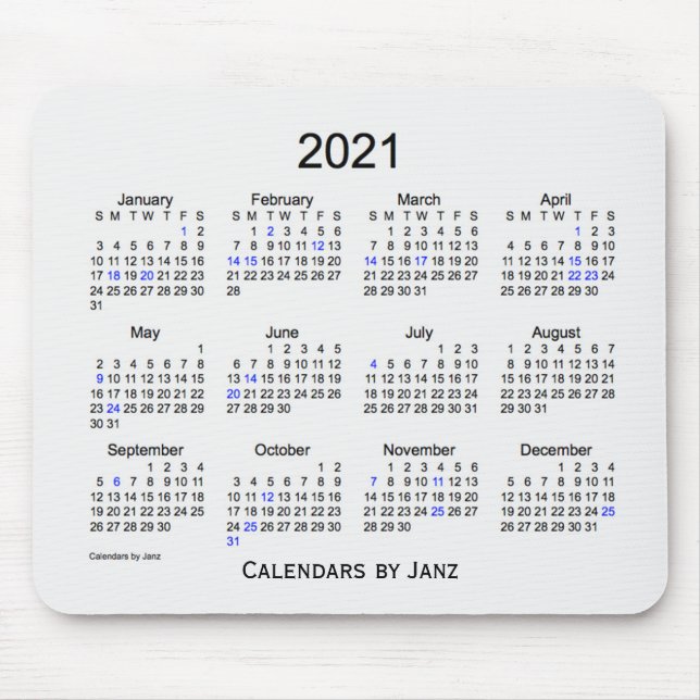 Tapis De Souris Calendrier des fêtes de la fumée blanche 2021 par  (Devant)