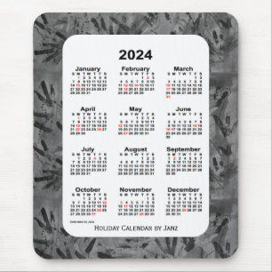 Tapis De Souris Calendrier des fêtes de l'art noir 2024 par Janz