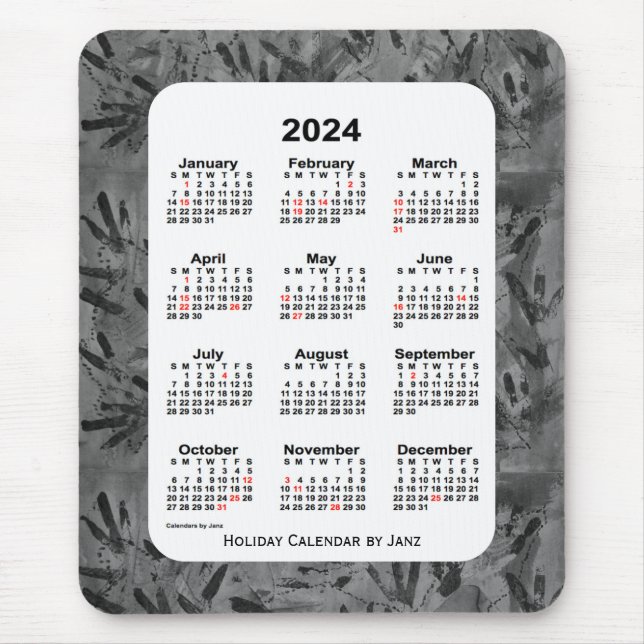Tapis De Souris Calendrier des fêtes de l'art noir 2024 par Janz (Devant)