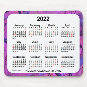 Tapis De Souris Calendrier des fêtes de Magenta 2022 par Janz