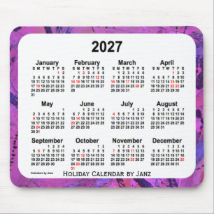 Tapis De Souris Calendrier des fêtes de Magenta 2027 par Janz