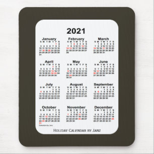 Tapis De Souris Calendrier des fêtes de Sepia Blue 2021 par Janz