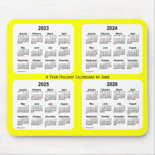 Tapis De Souris Calendrier des fêtes jaunes 2023-2026 par Janz