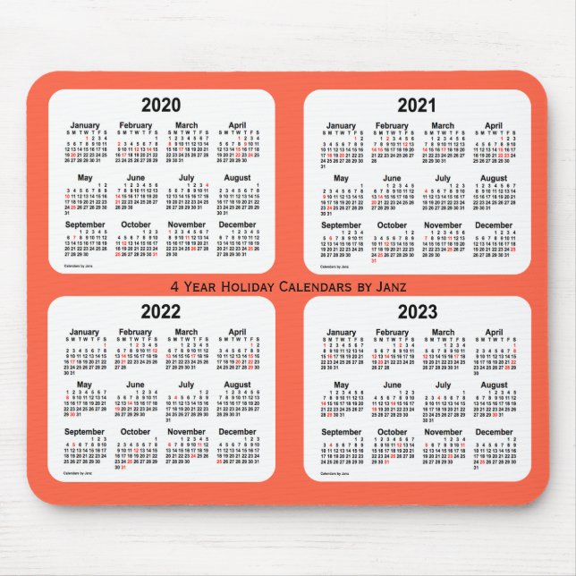 Tapis De Souris Calendrier des Fêtes rouges tomates 2020-2023 par  (Devant)