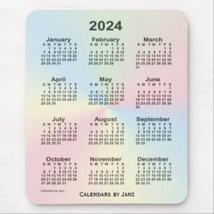 Tapis De Souris Calendrier des nuages arc-en-ciel 2024 par Janz