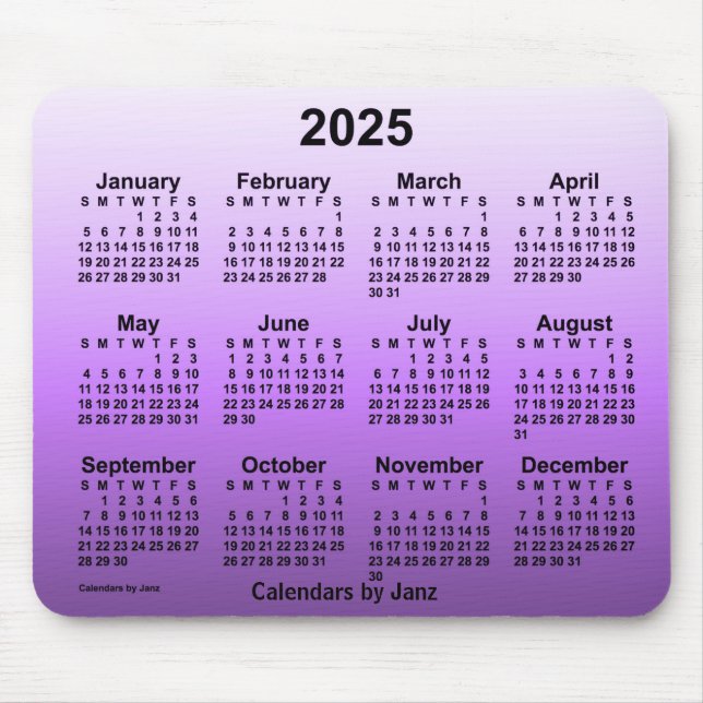 Tapis De Souris Calendrier des violets dépassés 2025 par Janz Mous (Devant)