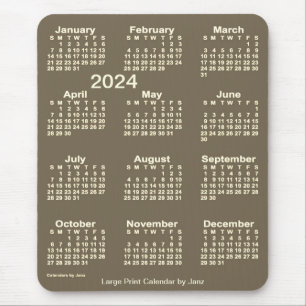 Tapis De Souris Calendrier d'impression 2024 Dark Sepia par Janz