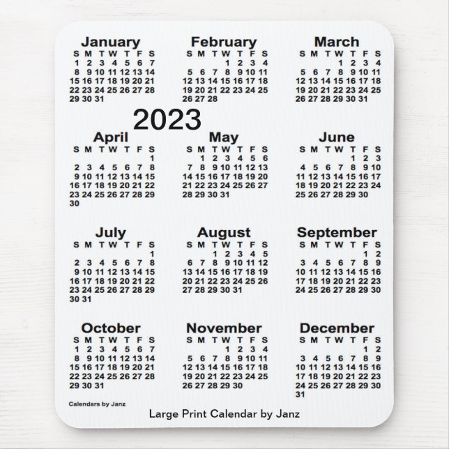 Tapis De Souris Calendrier d'impression grand format blanc 2023 pa (Devant)