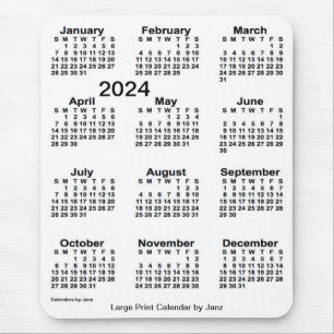 Tapis De Souris Calendrier d'impression grand format blanc 2024 pa