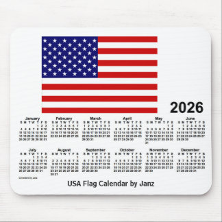 Tapis De Souris Calendrier du drapeau américain 2026 par Janz Mous