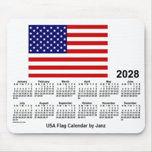 Tapis De Souris Calendrier du drapeau américain 2028 par Janz Mou