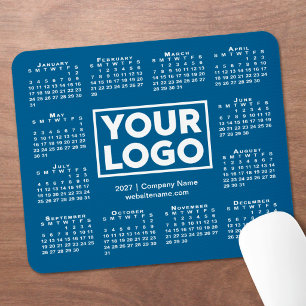 Tapis De Souris Calendrier Entreprise Logo Bleu Moderne 2027