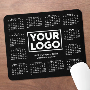 Tapis De Souris Calendrier Entreprise Logo Noir 2027 Moderne