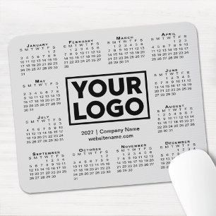 Tapis De Souris Calendrier Entreprise Moderne 2027 Logo Gris