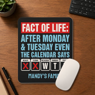 Tapis De Souris Calendrier Fact of Life dit WTF Humour