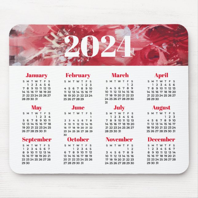 Tapis De Souris Calendrier floral 2024 (Devant)