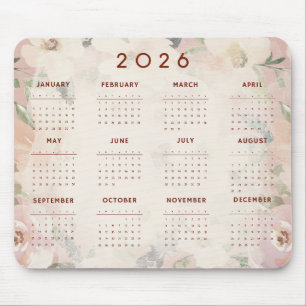 Tapis De Souris Calendrier floral mignon 2026