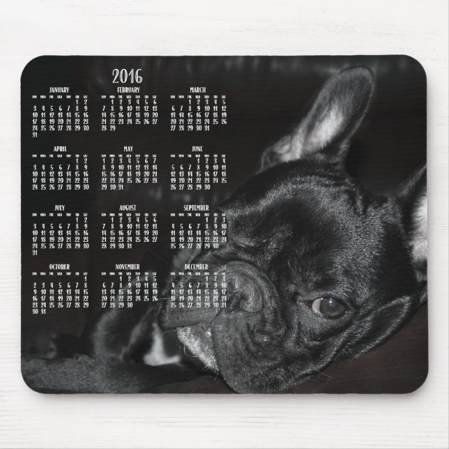Tapis De Souris Calendrier Français Bulldog 2016 Pad souris (Devant)
